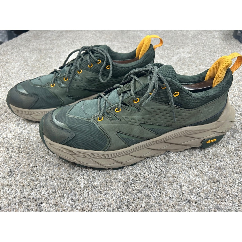 Hoka Anacapa Low GTX Dark Green Tan Vibram Gore-Tex Hiking Shoes Mens 12.5D